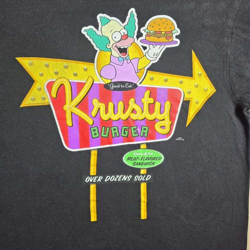 Krusty Burger Shirt Size M Mens Simpsons Bart Clown Homer Marge Black See Pics - Picture 8 of 9